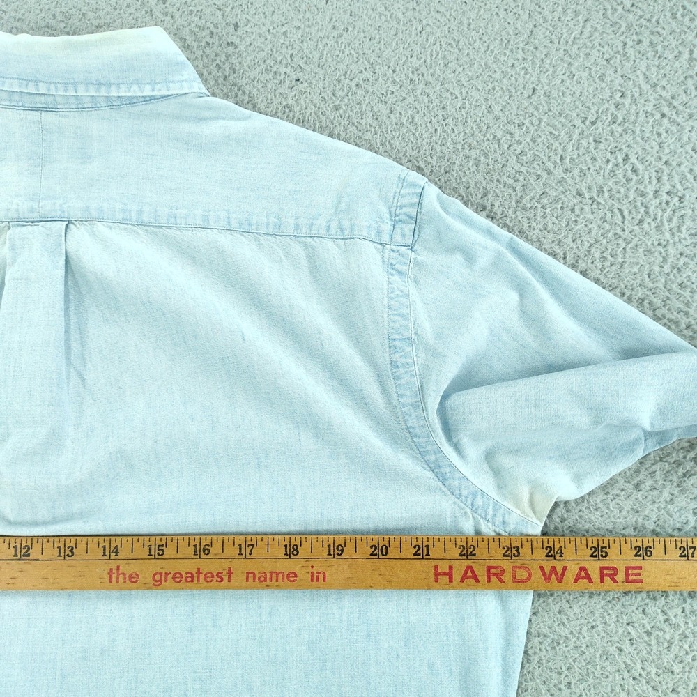 Ralph Lauren Shirt Men Large Light Blue Denim Custom Fit Button Down Long Sleeve - Picture 11 of 16